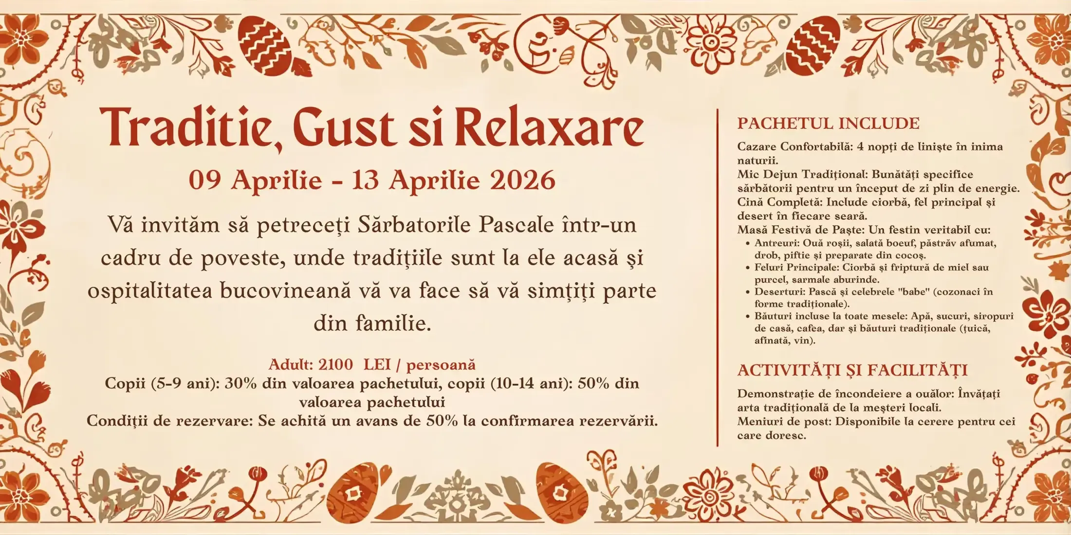Tradiție, Gust și Relaxare – ofertă specială Cabana Ionela